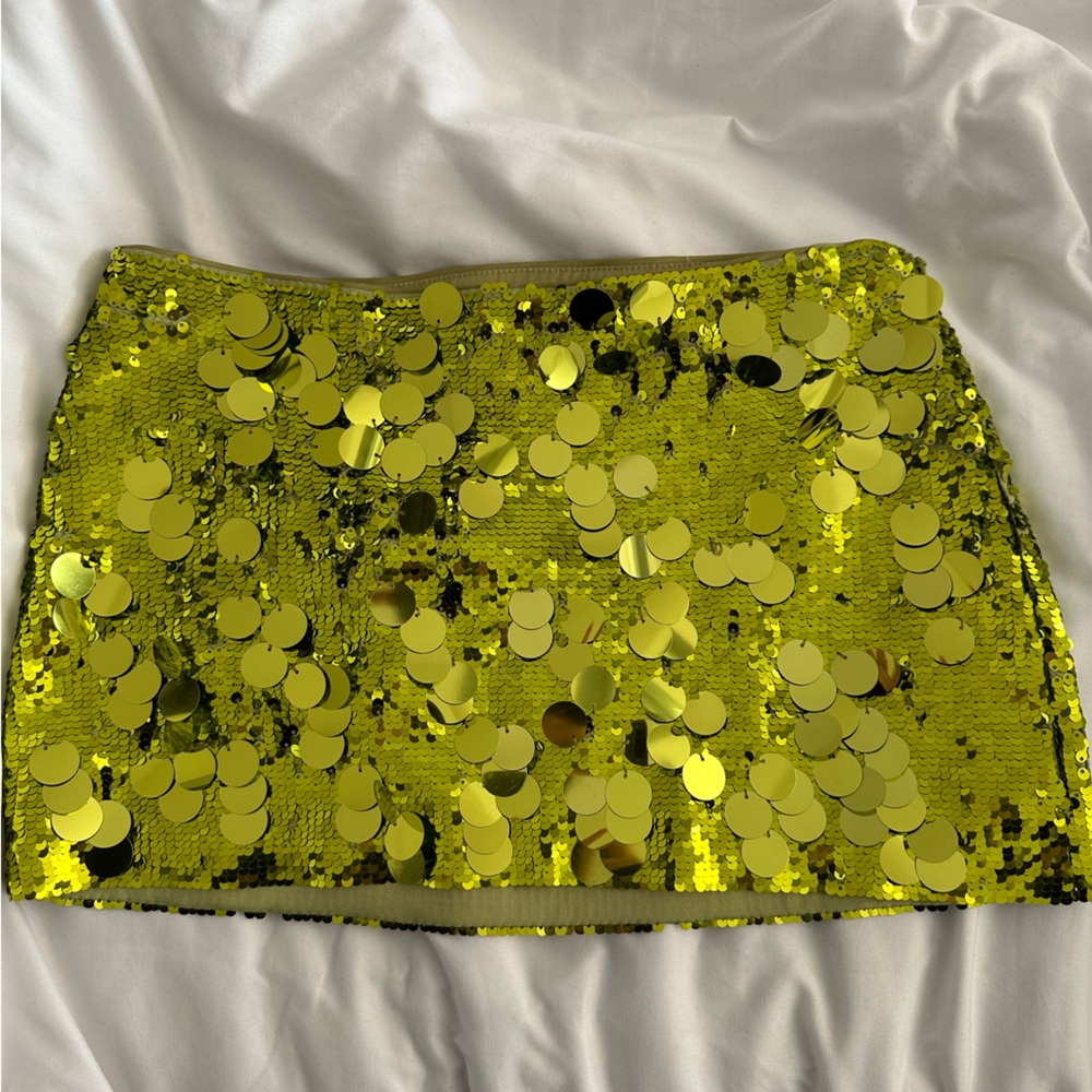 Danielle Guizio Paillette Skirt in Green